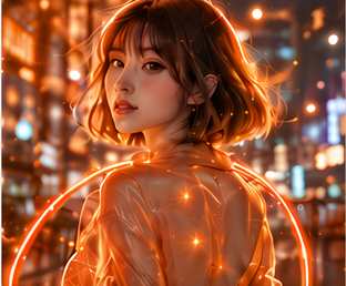 暖色城市人物创作